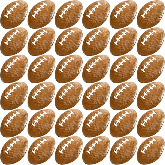 WELLVO 36 Pack Mini Foam Football 2.17" Mini Football Party Favor Stress Ball Bulk Small Foam Sports Ball for Birthday Gift Goodie Bags Stuffers