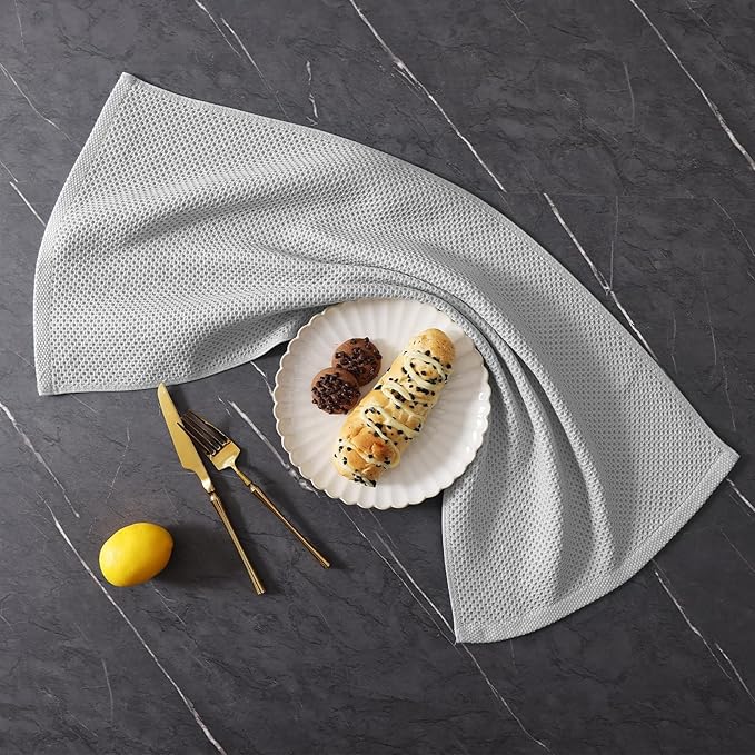 Homaxy 100% Cotton Kitchen Towels and Dishcloths Set, 12 x 12 Inches and 13 x 28 Inches, Set of 10 Bulk Kitchen Towels Set, Ultra Soft Absorbent Dish Cloths for Washing Dishes, Light Gray
