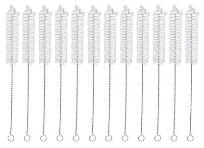 EISCO 12PK Bristle Cleaning Brushes with Fan-Shaped Ends, 9" - Twisted Stainless Steel Wire Handle - Ideal for 0.6" - 0.8" Diameter Tubes, Bottles, Flasks, Cylinders, Jars, Vases, Cups