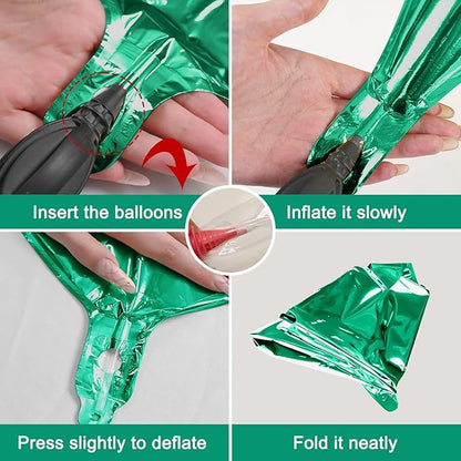 12Pcs Green Round Foil Balloons, 22" 15" 10" 4D Helium Ball Balloon, Metallic Green Foil Balloon for Birthday Graduation Wedding Anniversary New Year Eve Disco Prom Party Decorations