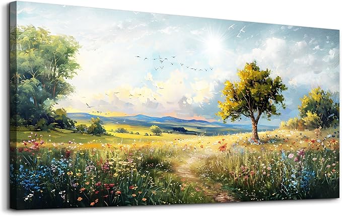 Wapluam Canvas Wall Art For Bedroom Wall Decor For Living Room Modern Office Decorations Pastoral Wall Paintings Scenery Abstract Watercolour Farmhouse Pictures Canvas Artwork Room Home Decor Mural