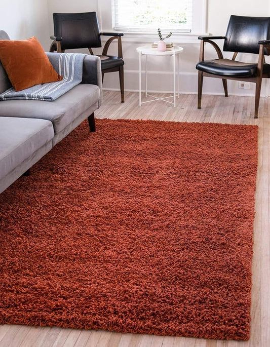 Unique Loom Solid Shag Collection Area Rug (2' 2" x 3' 1" Rectangle, Terracotta)