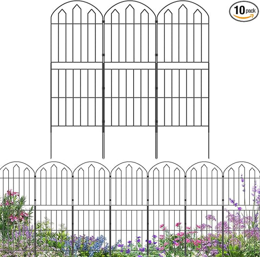 CADUKE Decorative Garden Fence and Fencing 10 Pack, 39in(H) x 10.5ft(L) Rustproof Wire Fence Panels for Dogs, Animal Barrier Fence Flower Edging for Yard, Patio, Outdoor, Arched