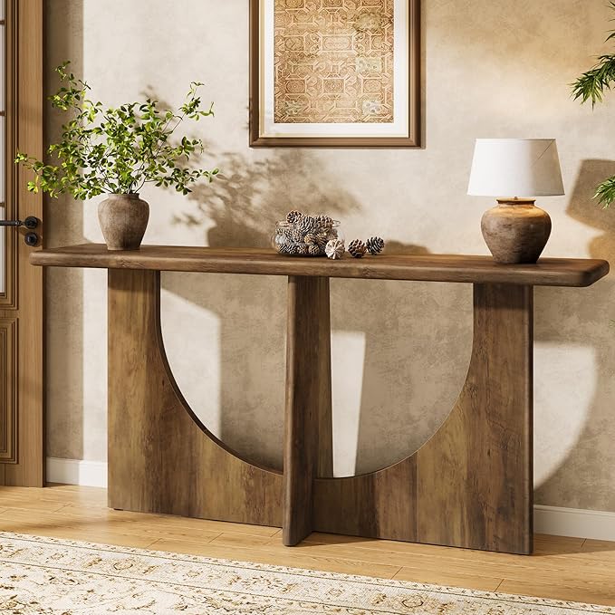 Tribesigns Console Table for Entryway, 71-Inch Farmhouse Entryway Table with Sturdy Geometric Frame, Extra Long Sofa Console Behind The Couch for Living Room, Foyer, Entrance, Rustic Brown