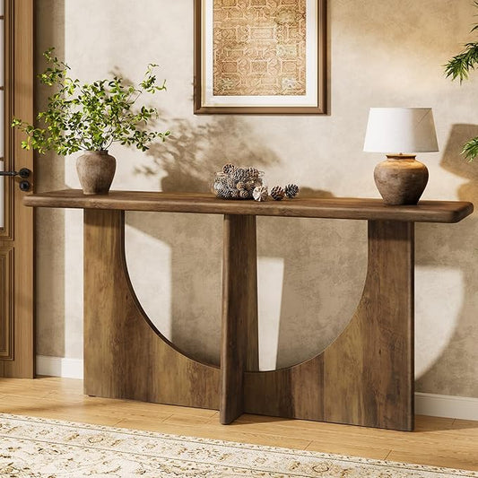 Tribesigns Console Table for Entryway, 71-Inch Farmhouse Entryway Table with Sturdy Geometric Frame, Extra Long Sofa Console Behind The Couch for Living Room, Foyer, Entrance, Rustic Brown