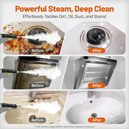 Steam Cleaner For Home, Portable Handheld Steamer For Cleaning Powerful High Pressure Steam Cleaner For Car Detailing Kitchen Grease Tile Grout(Black)