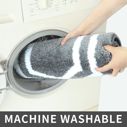 COSY HOMEER Extra Thick Bath Linen Sets Rugs - Anti-Slip Bath Mats Soft Plush 100% Strong Polyester Living Room Bathroom Water Absorbent(Grey,17x27 - Inches)