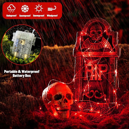 JMEXSUSS 2 Pack Red Fairy Lights Battery Operated, Total 200 LED 66ft Red String Lights Battery Powered with Remote, 8 Modes Halloween Lights for Tree Indoor Outdoor Wreath Bedroom Halloween Decor