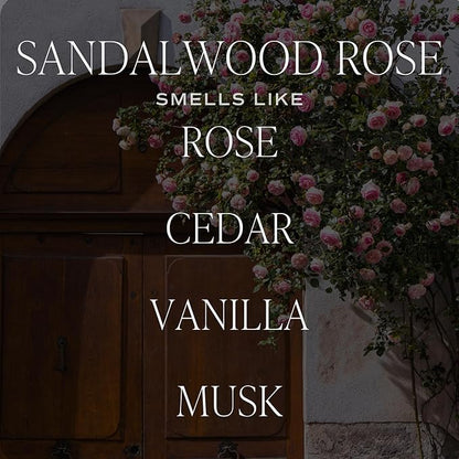Sweet Water Decor Sandalwood Rose Candle - Rose, Cedar, Vanilla, Musk Scented Floral Candle for Spring - 11oz White Jar with Wood Lid, 50+ Hour Burn Time, Made in The USA