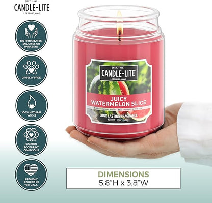 Candle-lite Scented Candles, Juicy Watermelon Slice, 18 oz Jar, Proudly Poured in The USA, Aromatherapy Candle, Single-Wick with 110 Hours of Burn Time, Perfect for Creating a Refreshing Ambiance