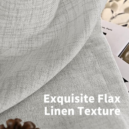 YoungsTex Light Grey Linen Curtains 63 Inch Length for Living Room, Rod Pocket Light Filtering Burlap Textured Drapes Back Tab for Bedroom Office Short Window Rustic, 2 Panels, 42 X 63 Inch