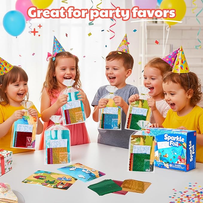 JoyCat 24 Pack Foil Craft Party Favors,No Mess Arts and Crafts for Kids,Goodie Bag Stuffers,DIY Creative Activity, Valentines Birthday Gift for Girls Boys 4 5 6 7 8 9 Years Old(Animal)