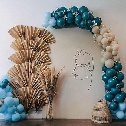 Dusty Blue Balloon Set, 60 Packs 12 Inches Metallic Chrome Gold Macaron Blue Ocean Blue White Sand Balloon Confetti Balloons for Boho Baby Shower Wedding Boy Birthday Graduation Decoration