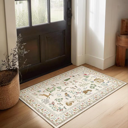 Machine Washable Throw Rugs for Entryway: Door Mat Indoor Entrance 2x3 Rug Small Area Rug Non-Slip Low Pile Kitchen Rugs for Entrance Front Door Indoor Entry Bedside Living Room