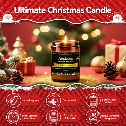 Balsam Cedar Candle | Natural Cedar Scented Candles - Long Lasting Forest Tree Pine Scent - 7 oz Soy Candles for Home Scented Candle Gifts - Clean Natural Fragrance for Fresh & Relaxation