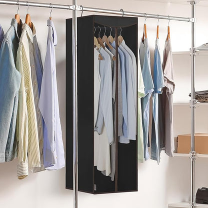 STORAGE MANIAC 2-Pack Hanging Garment Bag Zipper Cover with Sealed Clear Window, Long Garment Cover for Closet Storage Wardrobe Clothes Protector, Large Garment Storage Bag for Dresses,Suits, Black