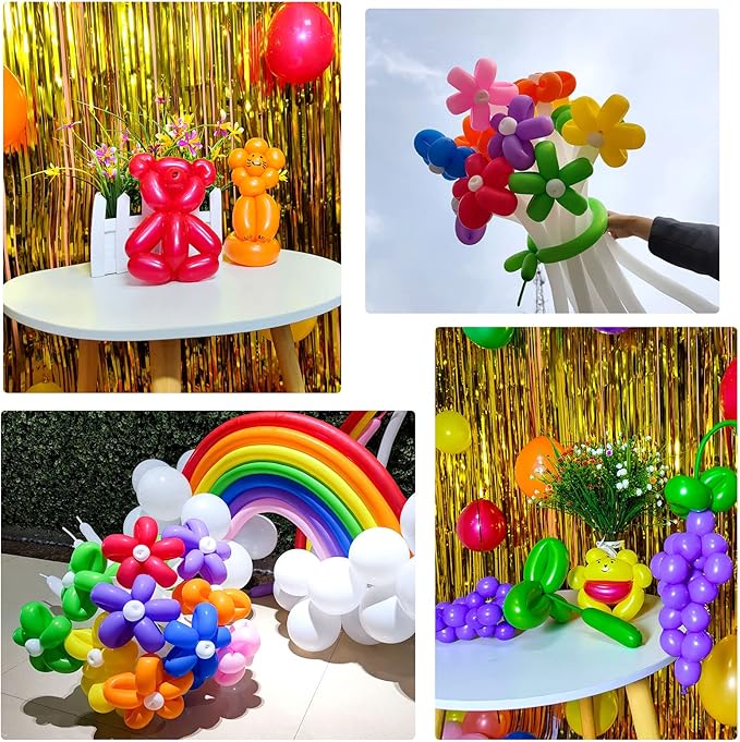Purple 260 Long Skinny Twisting Animal Balloons, Rainbow Balloons for Animal Shapes Carnival Festival Party Supplies 100pcs