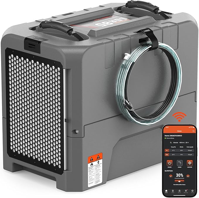 Abestorm Smart WiFi LGR85 Commercial Dehumidifiers with Pump, 180 PPD Industrial Dehumidifier for Basement, Crawl Space, Warehouse, Auto Defrosting, APP Control, 5 Years Limited Warranty