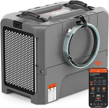 Abestorm Smart WiFi LGR85 Commercial Dehumidifiers with Pump, 180 PPD Industrial Dehumidifier for Basement, Crawl Space, Warehouse, Auto Defrosting, APP Control, 5 Years Limited Warranty