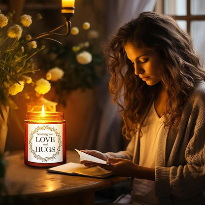 Sending You Love & Hugs Gift Candles - Relaxing Candles for Women Stress Relief - Gift for Her, Best Friend, Bestie, Sister, Wife, Daughter, Mom - Jasmine Natural Soy Calming Candle for Home