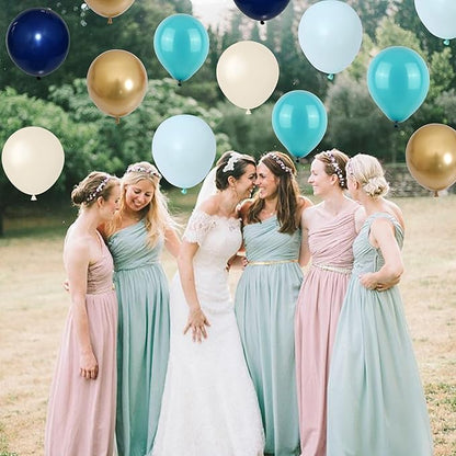Balloon Teal and Gold, 60 Packs 12 Inch Teal Mint Green Metallic Chrome Gold and Navy Blue Balloons for Baby Shower Birthday Anniversary Communion Wedding Graduation Decorations