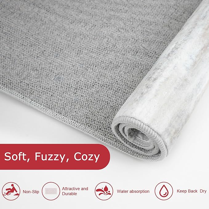 KOZYFLY Modern Abstract Kitchen Runner Rug, 2x5 Washable Rug Runner Non-Slip Soft Striped Hallway Runner Rugs, Beige Print Carpet Runner for Entryway Bathroom Laundry Room Foyer