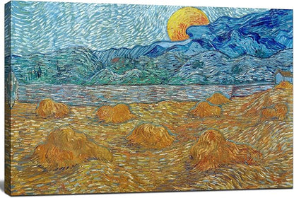 Vincent Van Gogh Canvas Wall Art, Evening Landscape with Rising Moon Painting Print Classic Large Poster Wall Decor for Bedroom Living Room Office - 24"x36"