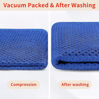 Homaxy 100% Cotton Waffle Weave Kitchen Dish Towels, Ultra Soft Absorbent Quick Drying Cleaning Towel, 13 x 28 Inches, 4-Pack, Blueberry