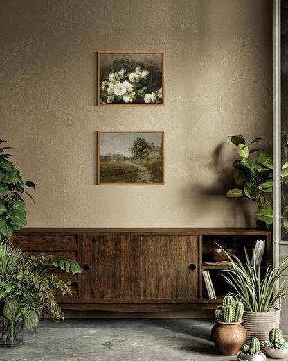 InSimSea Framed Canvas Wall Art Vintage Decor, Flower Prints Room Wall Decor, Botanical Prints Wall Art for Living Room Decorations, Rustic Artwork for Bathroom Bedroom, 9"x11"