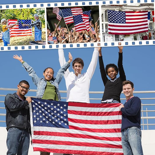 American Flag 2.5x4 FT Outdoor, Heavy Duty High Wind US Flag, Embroidered Stars, Sewn Stripes, Brass Grommets, Indestructible Tough USA Flags Suitable for Outside