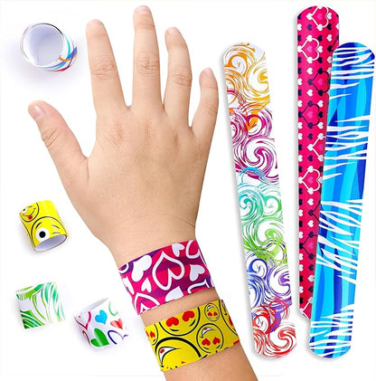 Giraffe Manufacturing 50 Pcs Christmas Slap Bracelets for Kids Bulk – Colorful Snap Bracelets Christmas Party Favors For Kids Stocking Stuffers, Classroom Prize – Fun Wristbands Birthday Gifts