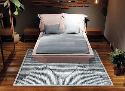 Bloom Rugs Caria Washable Non-Slip 9x12 Rug - Ivory/Black Striped Area Rug for Living Room, Bedroom, Dining Room, and Kitchen - Exact Size: 9' x 12'