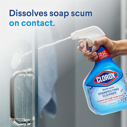 CLOROX Disinfecting All-Purpose Cleaner 32 Oz and Disinfecting Bathroom Cleaner, Household Essentials, 30 Oz, Pack of 3
