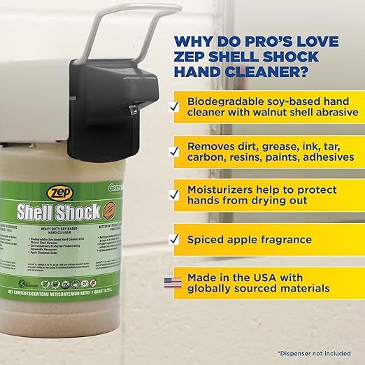 Zep Shell Shock Industrial Hand Cleaner - 32 Oz (Pack of 1) 318504 Made With Biodegradable Soy and Walnut-Based Formula For An Exceptional Clean
