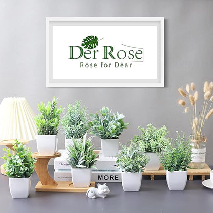 Der Rose 8 Pack Fake Plants Small Artificial Faux Potted Plants for Home Office Farmhouse Bathroom Bedroom Decor Indoor