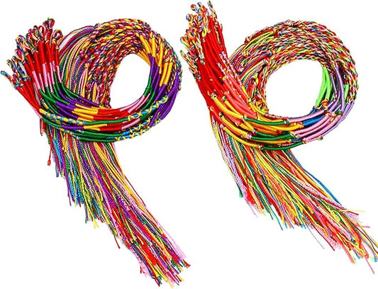 Resinta 100 Pieces Handmade Braided Bracelets Assorted Colors Friendship Cords Thread Bracelets Party Supply Favors for Wrist Anklet