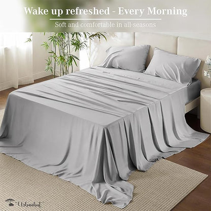 URBANHUT 800 Thread Count Egyptian Cotton Sheets King Size, Long Staple Bed Sheets, 4 Pc Bed Sheet Sets for King Size Bedding, Sateen Weave Luxury Hotel Bed Sheets Fits 16" Deep Pocket - Silver Grey