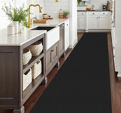 EARTHALL Runner Rug 3x14 Ft Washable Runners for Hallways Extra Long Woven Non Slip Entryway Runner Braided Kitchen Runner Indoor Outdoor Carpet Runners for Stair, Hall, Foyers, Black/Grey