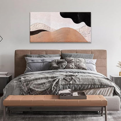 Abstract Wall Art Modern Minimalist Canvas Art Wall Decor Artwork Brown Abstract Wall Decor Canvas Painting Black Wall Decoration Picture For Bedroom Bathroom Office Artwork 20"X40"