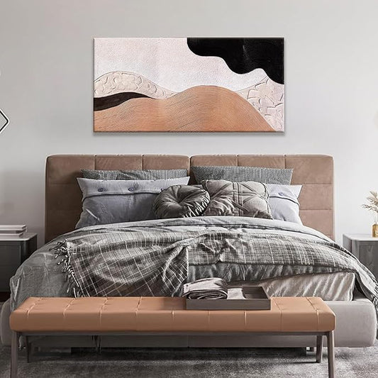 Abstract Wall Art Modern Minimalist Canvas Art Wall Decor Artwork Brown Abstract Wall Decor Canvas Painting Black Wall Decoration Picture For Bedroom Bathroom Office Artwork 20"X40"