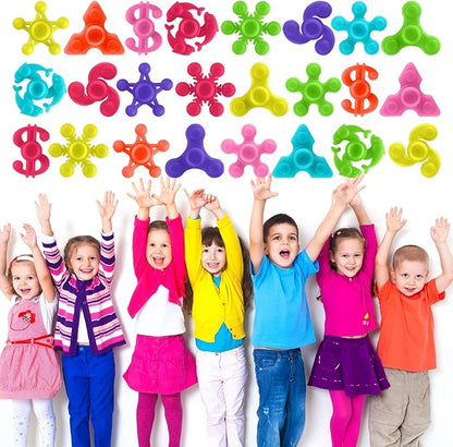 100pcs Bulk-Mini Finger Fidget Spinner Toys, Stress Relief Sensory Toys for Kids Teens Adults, Birthday Party Favors Gifts Christmas Stocking Classroom Prizes Supplies Valentine's Day Gifts