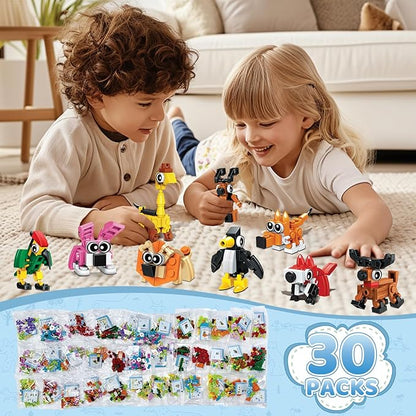 30 Pack Valentines Party Favors Building Set for Kids, 750 Pcs Mini Animal 3-in-1 Building Block Kit Sets, Classroom Goodie Bags Stuffers for Kid, Best Birthday Gifts for Boys Girls Ages 6+