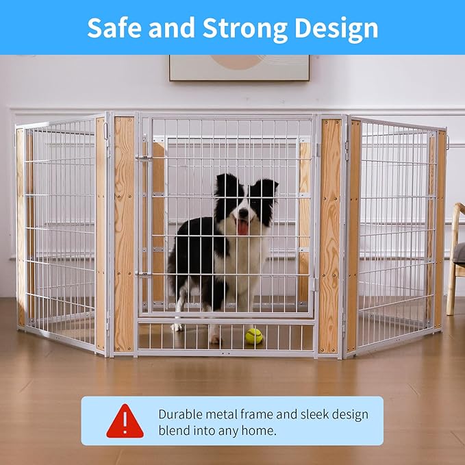Heavy Duty Dog Playpen 35.4 Inch Height - Indoor Outdoor Pet Fence Enclosure for Medium and Small Dogs - Foldable Puppy Exercise Pen for Indoor and RV Camping or Yard (6 Panels, 35.4" H (White))