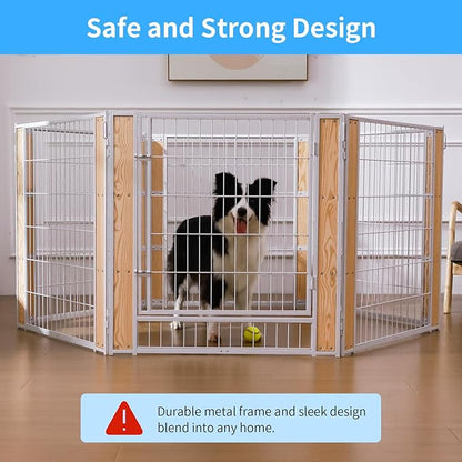 Heavy Duty Dog Playpen 35.4 Inch Height - Indoor Outdoor Pet Fence Enclosure for Medium and Small Dogs - Foldable Puppy Exercise Pen for Indoor and RV Camping or Yard (6 Panels, 35.4" H (White))
