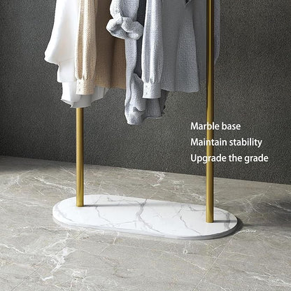 Gold Clothing Rack, Modern Clothes Rack with Marble Base, Heavy-duty Coat Racks Freestanding,garment racks for hanging clothes,Can Hang Jacket Garment, Hat, Scarf, Organize Shoes