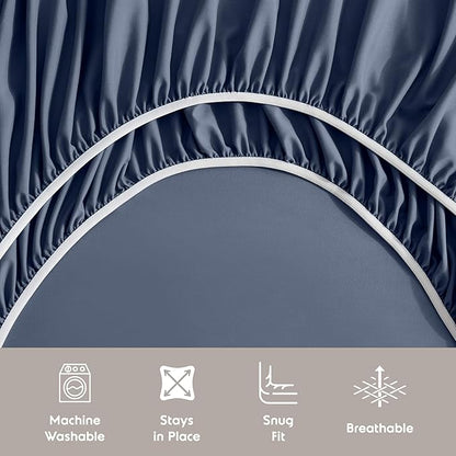 Nestl Twin XL Sheet Set - College Dorm Size - Luxury 1800 Ultra-Soft Microfiber Twin Extra Long Bed Sheets - Deep Pockets - Easy Fit - Extra Soft - 3 Piece Set (Twin XL, Navy Blue)