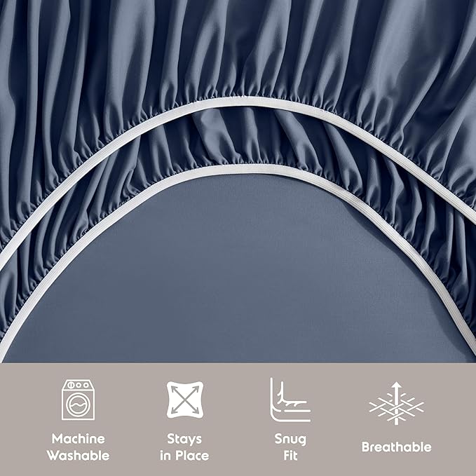 Nestl Full Sheet Set - Luxury 1800 Ultra-Soft Microfiber Full Bed Sheets - Double Brushed - Deep Pockets - Easy Fit - 4 Piece Set - Bedding Sheets & Pillowcases (Full, Navy Blue)
