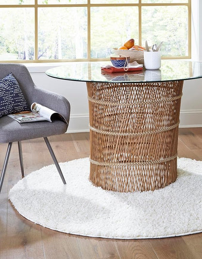 Unique Loom Solid Shag Collection Area Rug (10' 2" Round, Snow White)