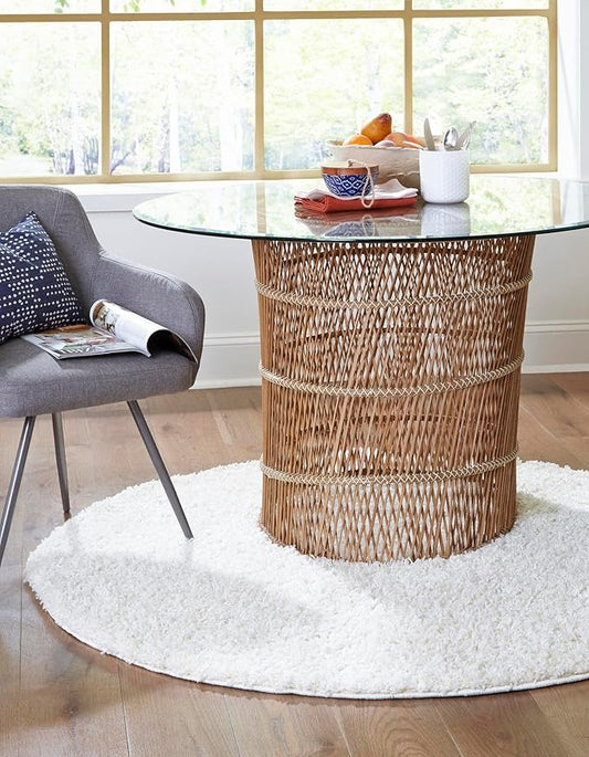 Unique Loom Solid Shag Collection Area Rug (10' 2" Round, Snow White)