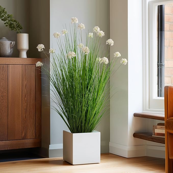 48in Lifelike Artificial Tall Grass Plant with 12 Lifelike Dandelion Flower and Non-Toxic,odorless Fake Tall Frass Plant Fake Plants for Indoor Decoration,Home Decor